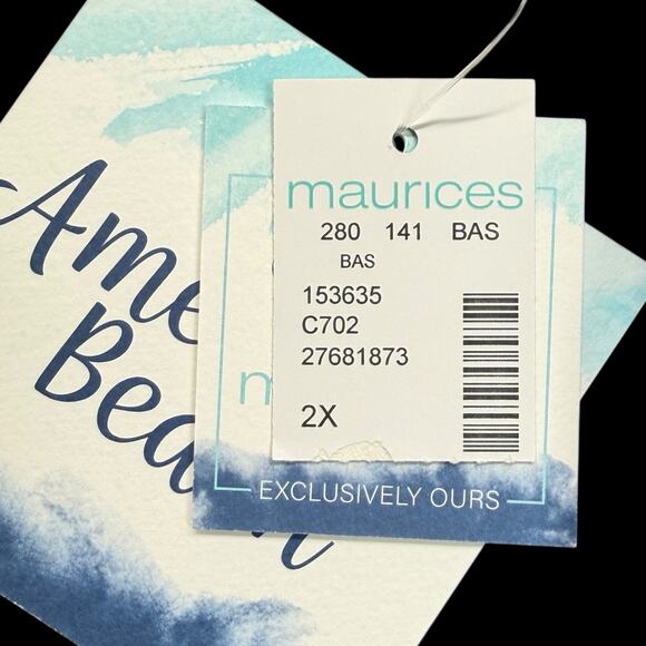 Maurices American Beach Womens 2X Royal Blue Tankini Swim Top Built In Bra - Picture 2 of 10